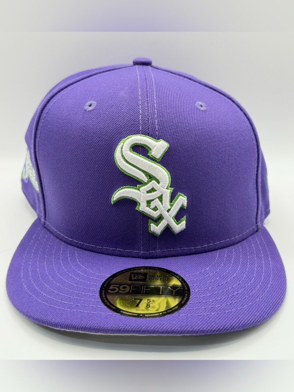 Chicago White Sox New Era 59FIFTY Men's Fitted Hat 7 5/8 Purple Lime Side Patch
